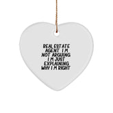 Funny Quotes for Real Estate Agent, Heart Ornament Gifts from Men to Real Estate Agent, Unique Christmas Unique Gifts - Image 1
